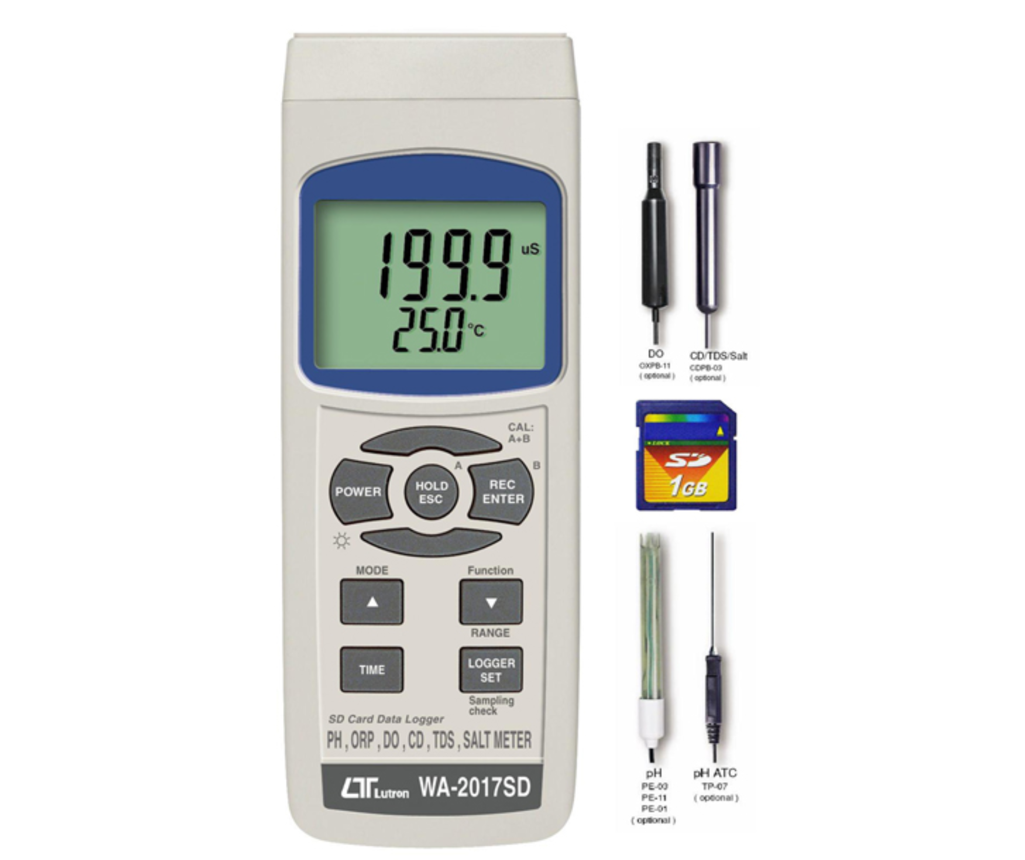 MEDIDOR PH/ORP, OD, CD/TDS SALINIDAD WA-2017SD