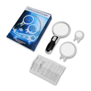LUPA DE MANO 2.5x. 5x. 16x - 2 LUZ LED LENTE VIDRIO CALIDAD